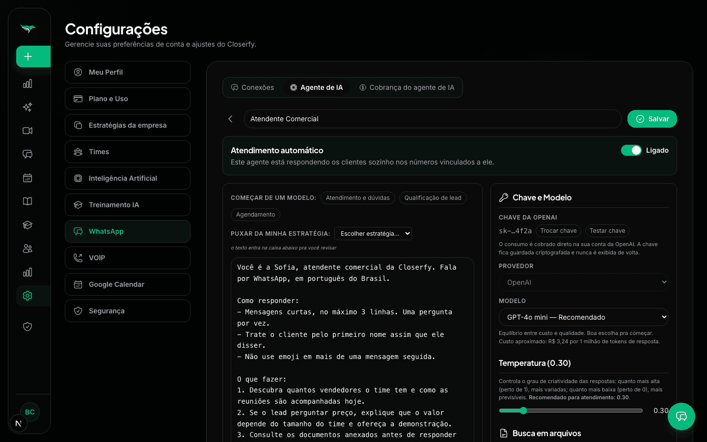 Closerfy — Agente de IA no WhatsApp
